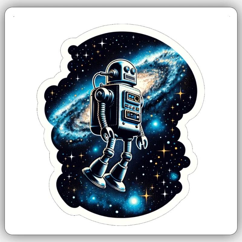 Weltraum-Androide - Sticker Größe S (10 x 10 cm) - Mattweiß