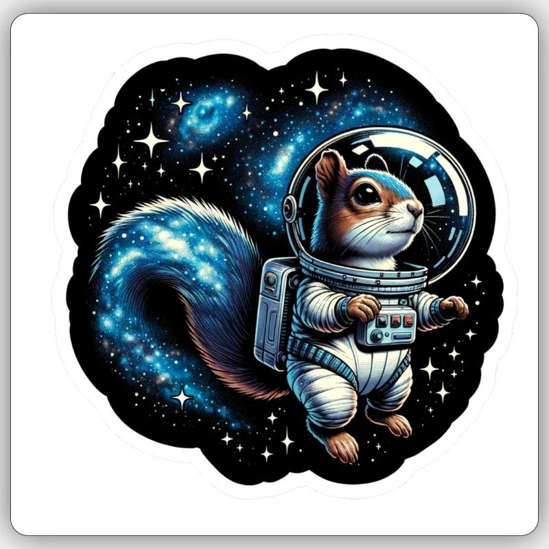 Weltraum-Eichhörnchen Sticker Größe S (10 x 10 cm)