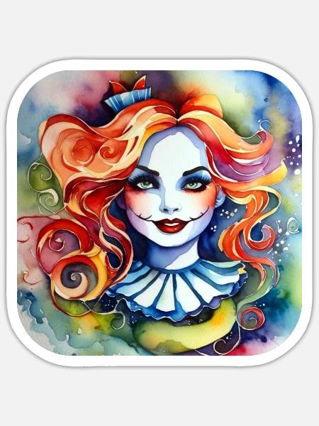 Cooles Harlequin Gothic Mädchen - Sticker Größe S (10 x 10 cm) - Mattweiß