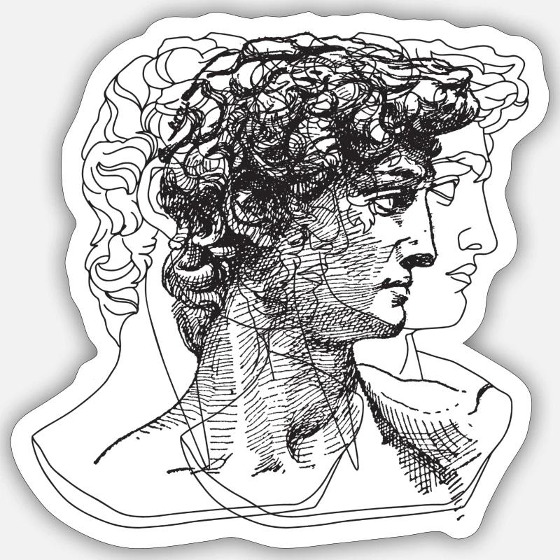 David - Sticker Größe S (10 x 10 cm) - Mattweiß