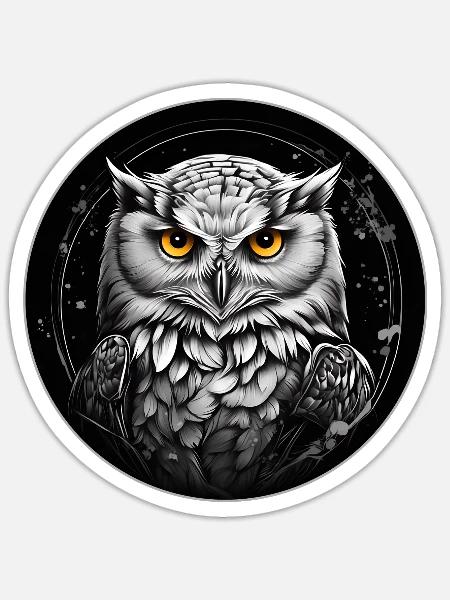 Schneeeulenportrait Schneeeule Eulengrafik - Sticker Größe S (10 x 10 cm) - Mattweiß
