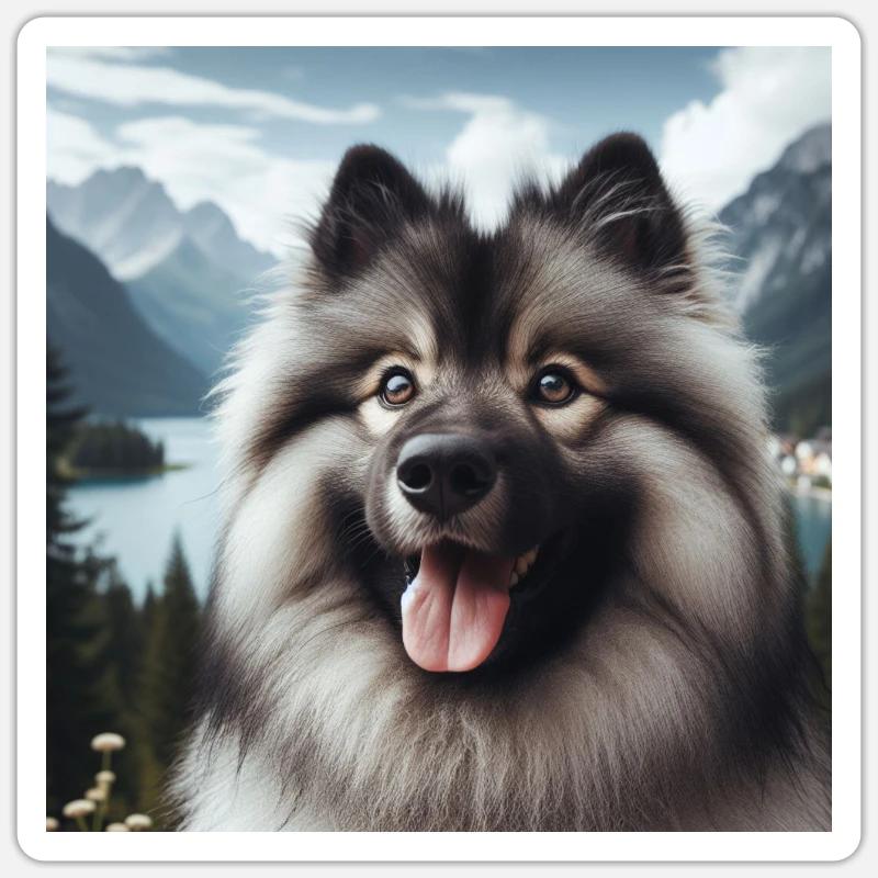 Joyeux Wolfspitz - Sticker taille S (10 x 10 cm) - blanc mat