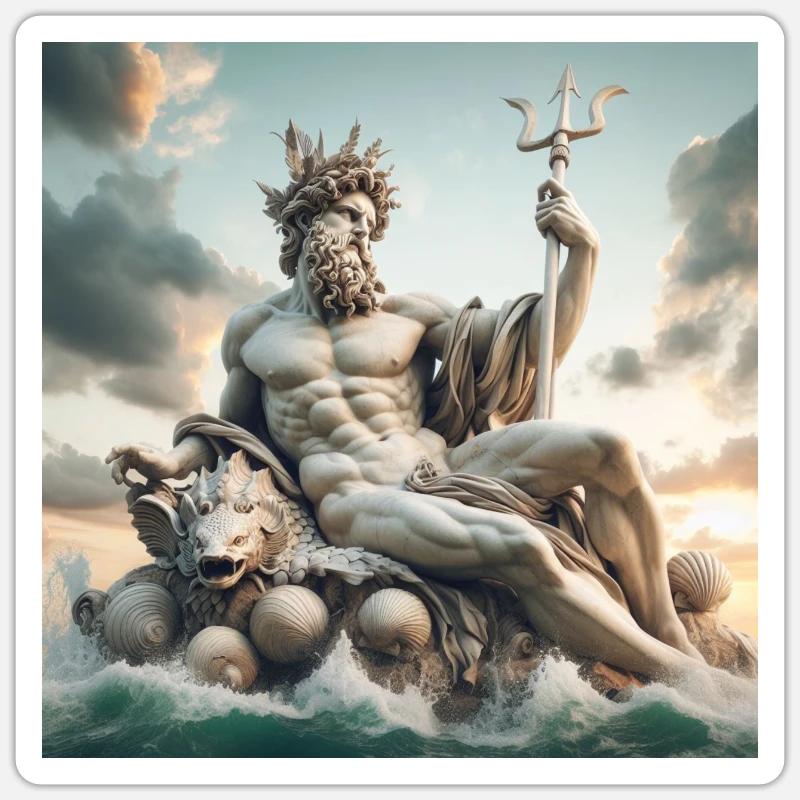Poseidon - Sticker size S (10 x 10 cm) - white matte