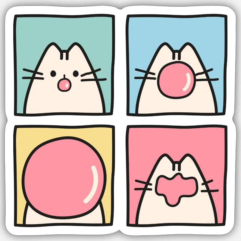 CAT POP ART - Sticker taille S (10 x 10 cm) - blanc mat