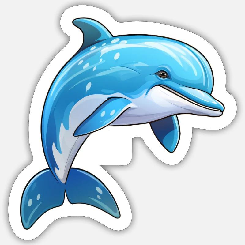 Delfin springend - Sticker Größe S (10 x 10 cm) - Mattweiß
