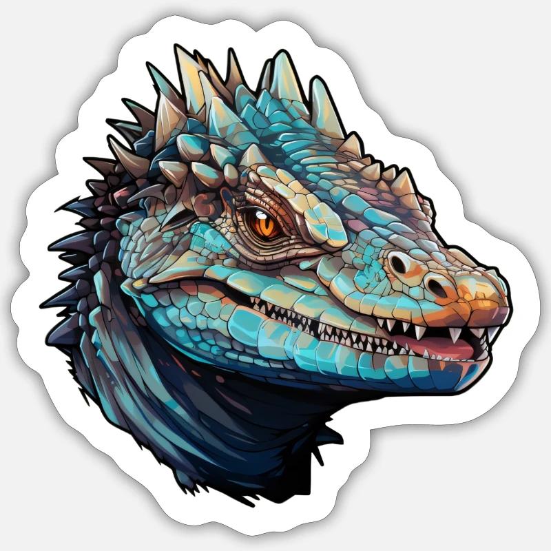 Echse - Sticker Größe S (10 x 10 cm) - Mattweiß