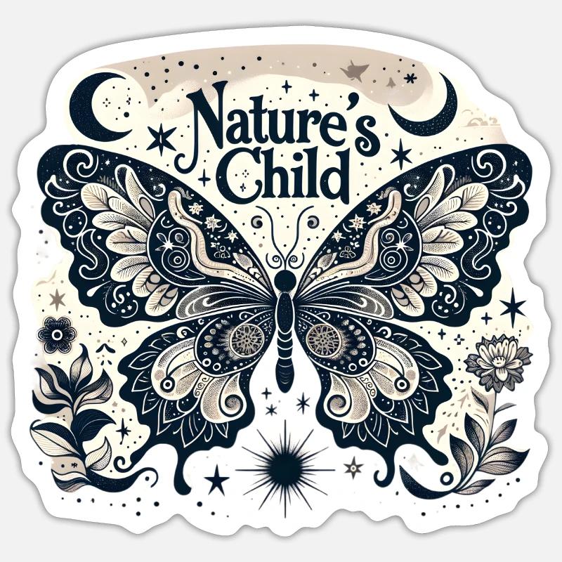 Nature's Child Butterfly Pattern - Sticker size S (10 x 10 cm) - white matte