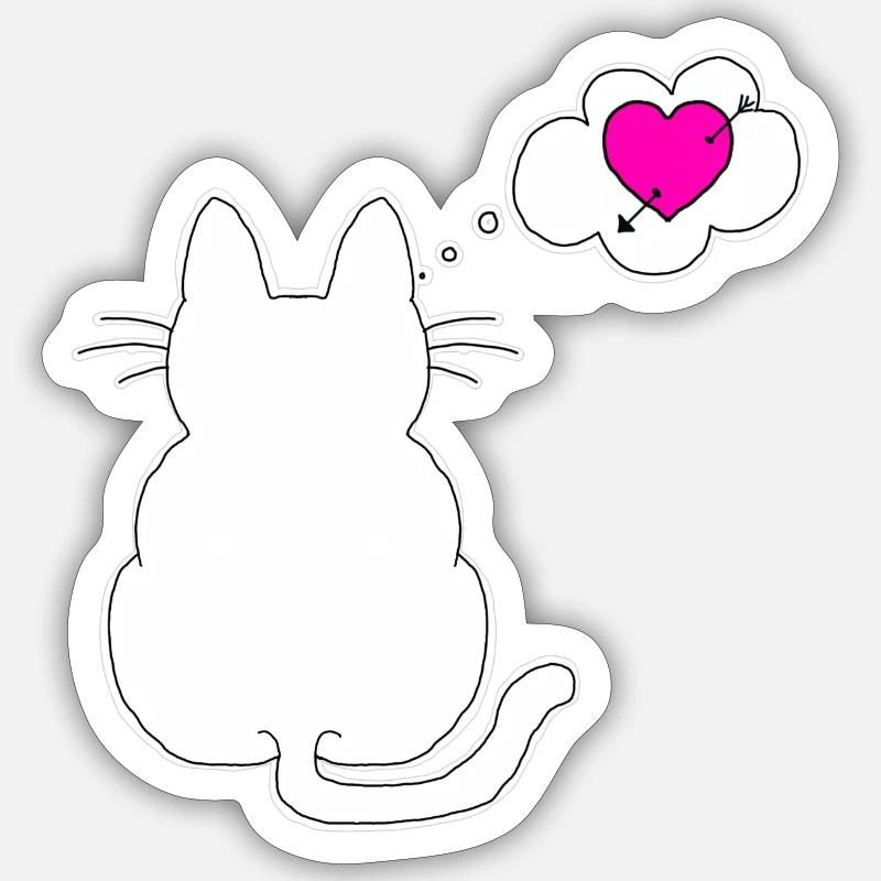 J’aime mon chat et mon chat m’aime - Sticker taille S (10 x 10 cm) - blanc mat