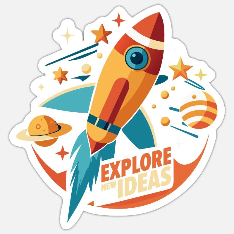 ROCKET. EXPLORE NEW IDEAS - Sticker size S (10 x 10 cm) - white matte