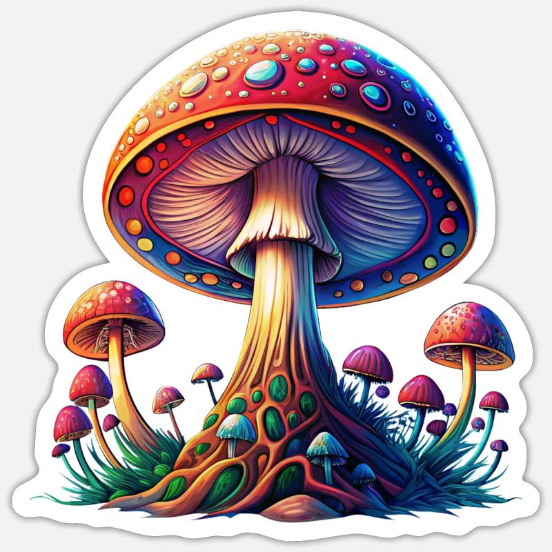 CHAMPIGNON - Sticker taille S (10 x 10 cm) - blanc mat