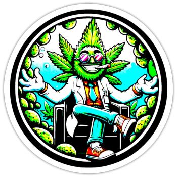 Héros du cannabis en costume - Sticker taille S (10 x 10 cm) - blanc mat - Devant
