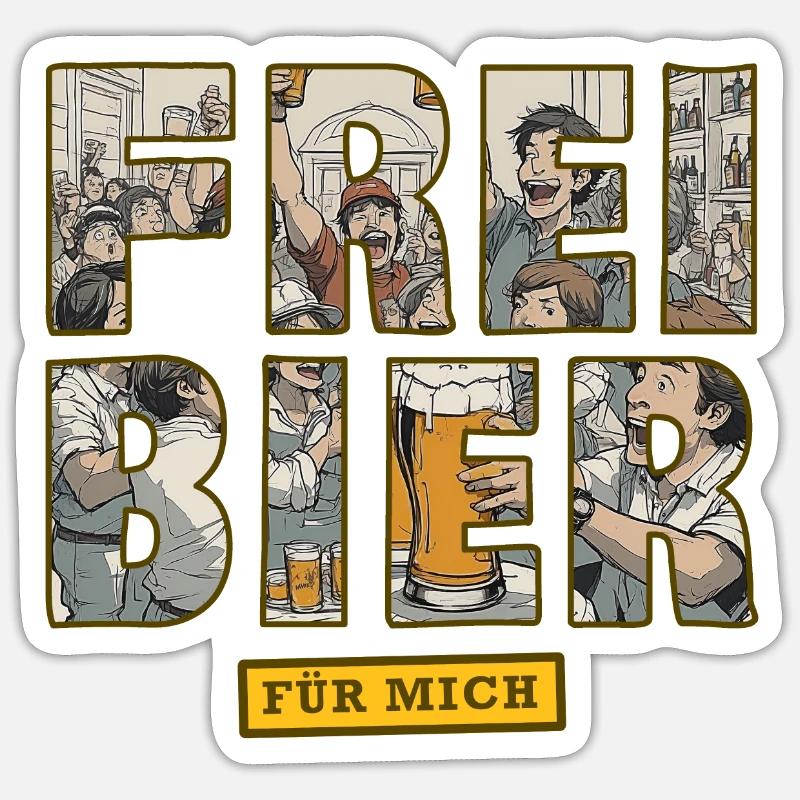 Bière gratuite pour moi - Sticker taille S (10 x 10 cm) - blanc mat