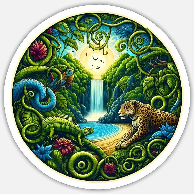 Wasserfall im Regenwald Sticker Größe S (10 x 10 cm)