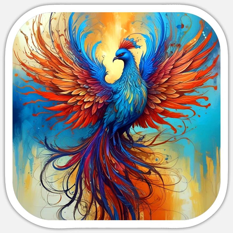 Fier Phénix de feu - Sticker taille S (10 x 10 cm) - blanc mat