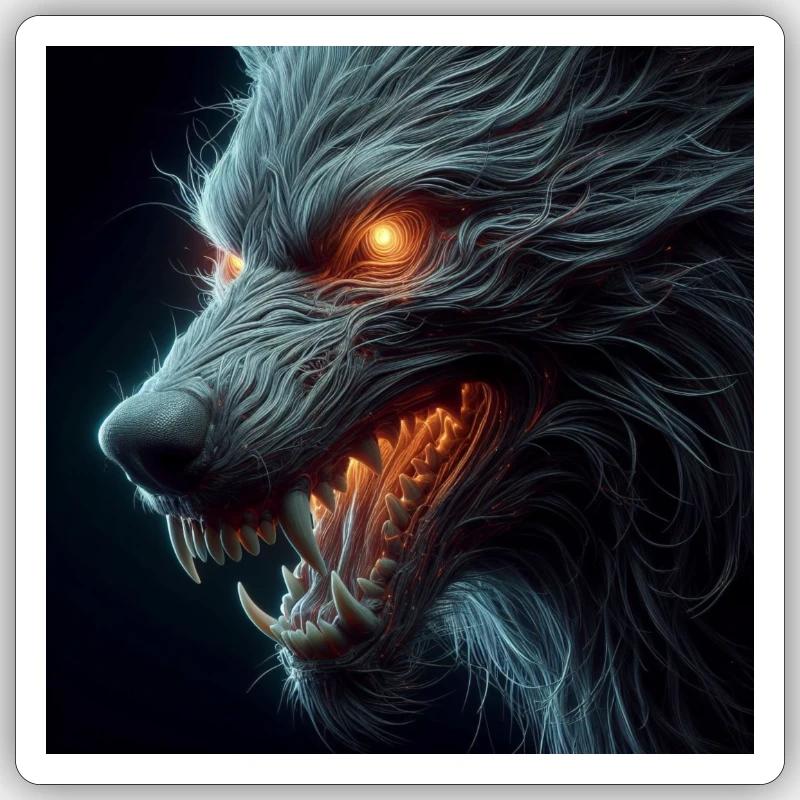 Wolf unheimlich gefährlich Hyperrealismus 3 D Sticker Größe S (10 x 10 cm)