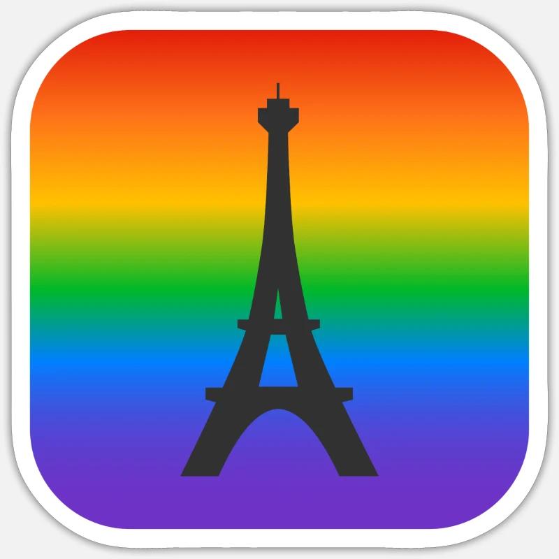 Pariser Regenbogen-Eiffelturm Sticker Größe S (10 x 10 cm)