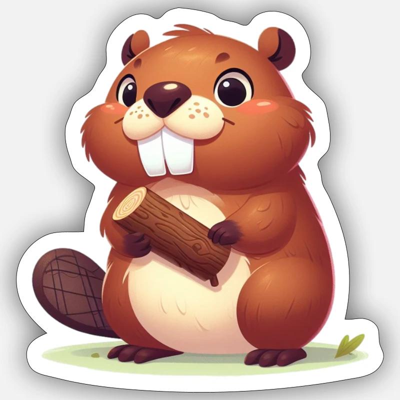 Castor odorant - Sticker taille S (10 x 10 cm) - blanc mat
