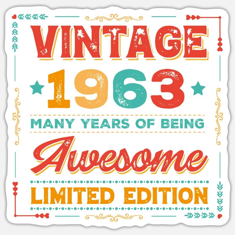 Millésime 1963 - Sticker taille S (10 x 10 cm) - blanc mat
