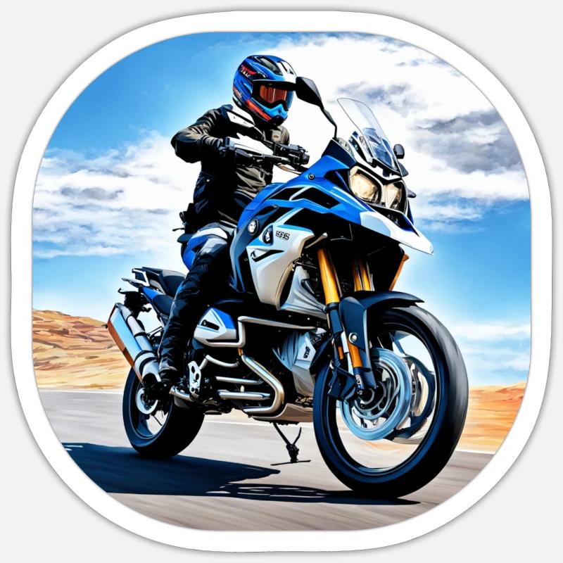 Motorcycle under blue sky Sticker size S (10 x 10 cm)