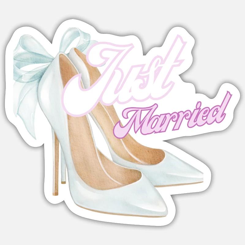 Just Married - Sticker taille S (10 x 10 cm) - blanc mat