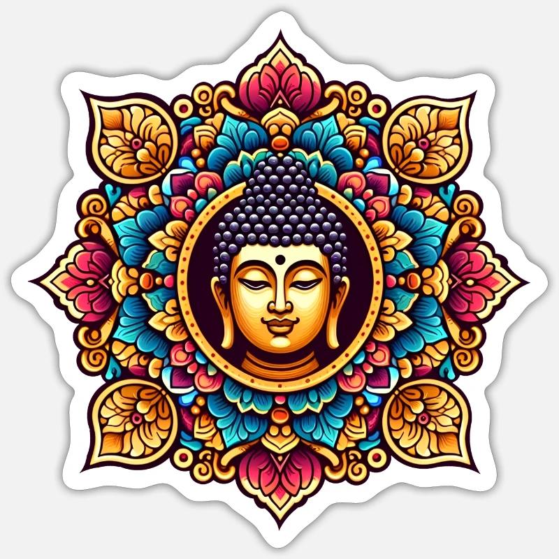 Lotus Buddha - Sticker size S (10 x 10 cm) - white matte