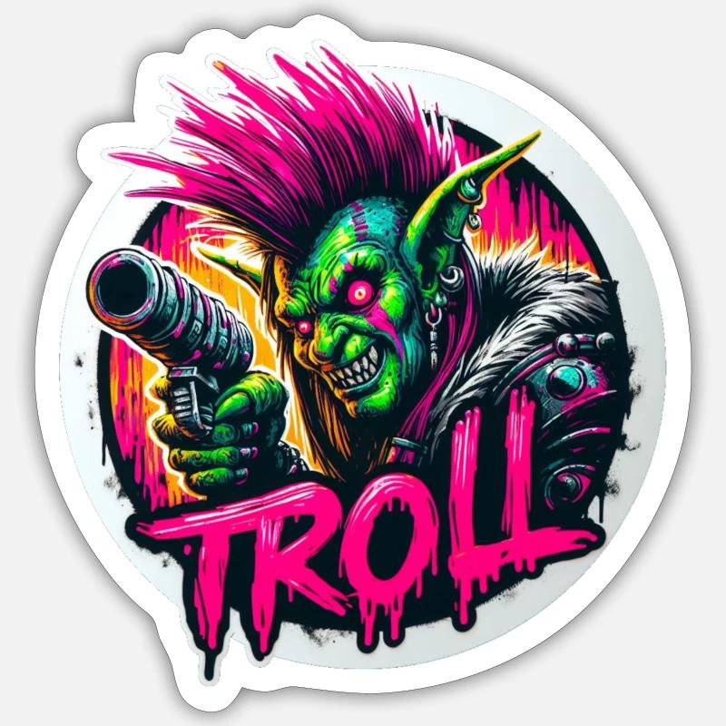 Troll-Punk - Sticker Größe S (10 x 10 cm) - Mattweiß