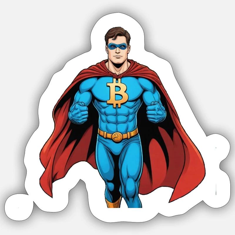 bitcoin superhero comic style Sticker Größe S (10 x 10 cm)