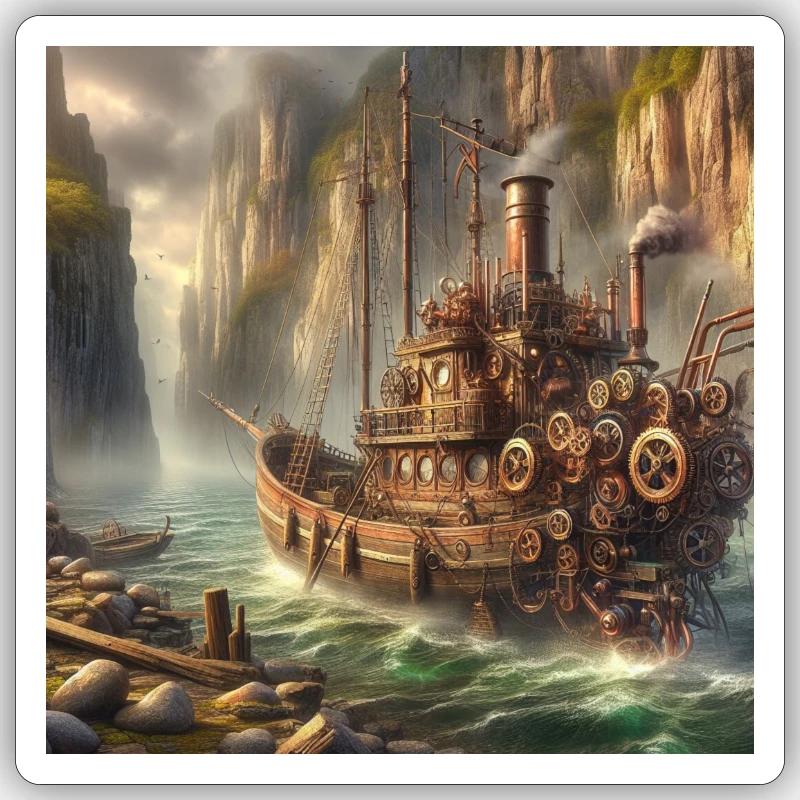 Steampunk-Boot Sticker Größe S (10 x 10 cm)