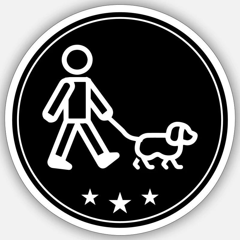 Gassi Gehen Hund - Sticker Größe S (10 x 10 cm) - Mattweiß