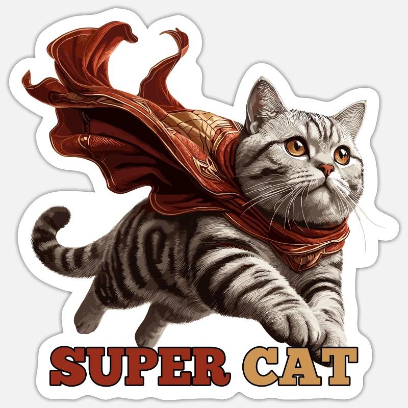 Super Katze Britisch Kurzhaar BKH getigert Sticker Größe S (10 x 10 cm)