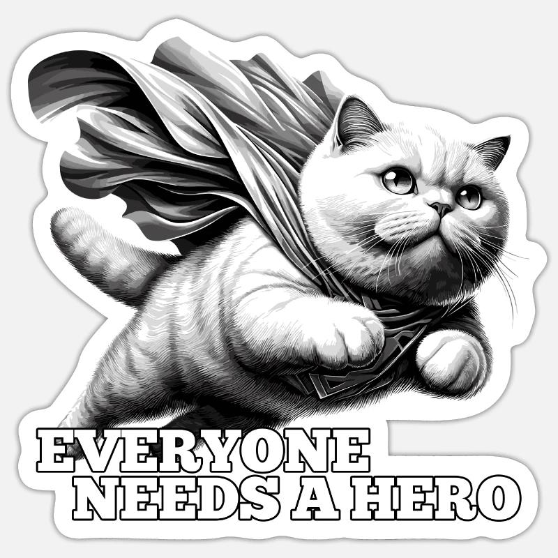 Super Katze Superheld BKH weiß Britisch Kurzhaar - Sticker Größe S (10 x 10 cm) - Mattweiß
