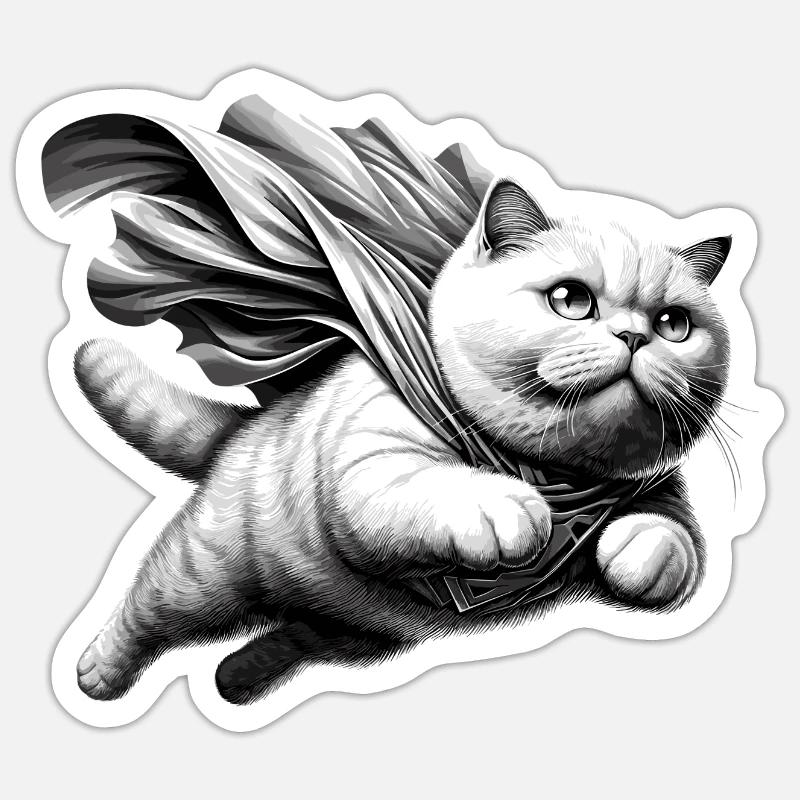 Super Katze BKH weiß Britisch Kurzhaar Geschenk Sticker Größe S (10 x 10 cm)