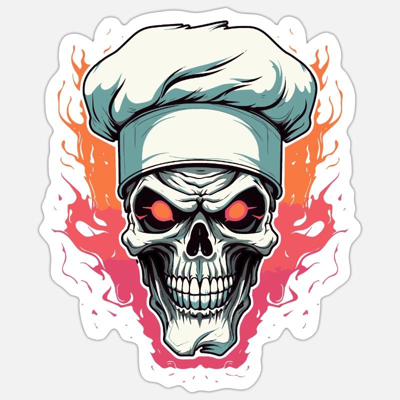 Skull with chef's hat - Sticker size S (10 x 10 cm) - white matte
