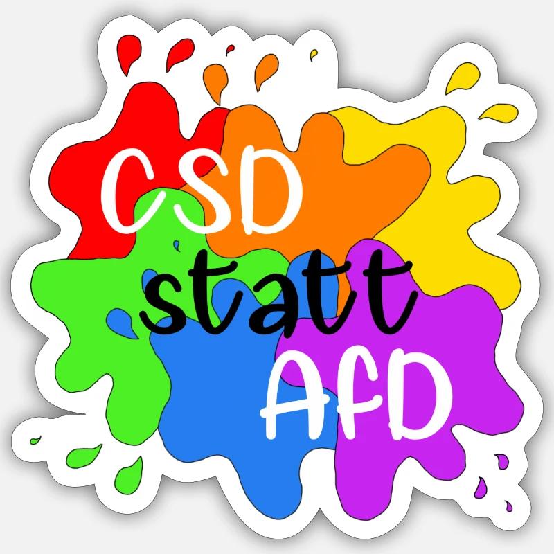 CSD statt AfD - Sticker Größe S (10 x 10 cm) - Mattweiß