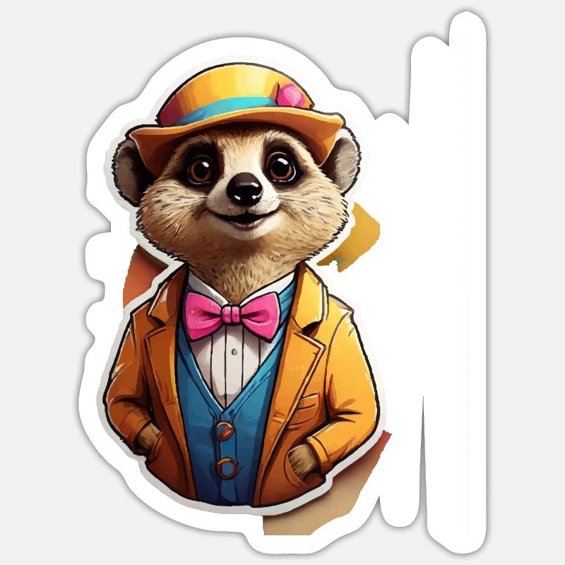 Lustiges Comic Erdmännchen - Sticker Größe S (10 x 10 cm) - Mattweiß
