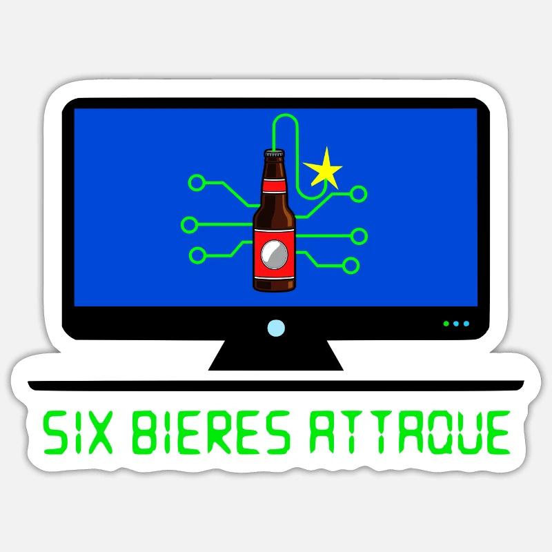 Six beers attack - Sticker size S (10 x 10 cm) - white matte