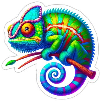 Chamäleon - Sticker Größe S (10 x 10 cm) - Mattweiß - Vorne