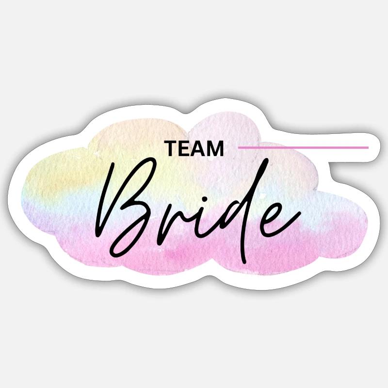Team Bride - Rainbow Cloud - Sticker size S (10 x 10 cm) - white matte