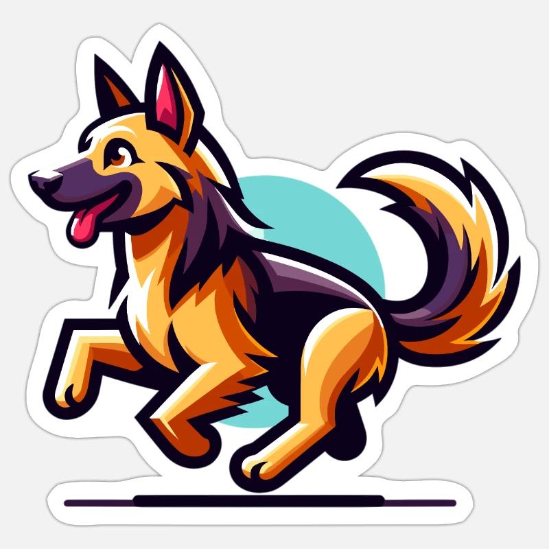 Deutscher Schäferhund Welpe - Sticker Größe S (10 x 10 cm) - Mattweiß