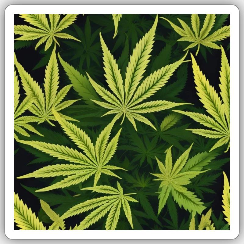 Cannabis 3 - Sticker taille S (10 x 10 cm) - blanc mat