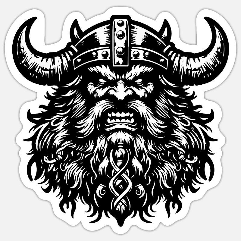 Mächtiger Wikingerkrieger Version 4 - Sticker Größe S (10 x 10 cm) - Mattweiß