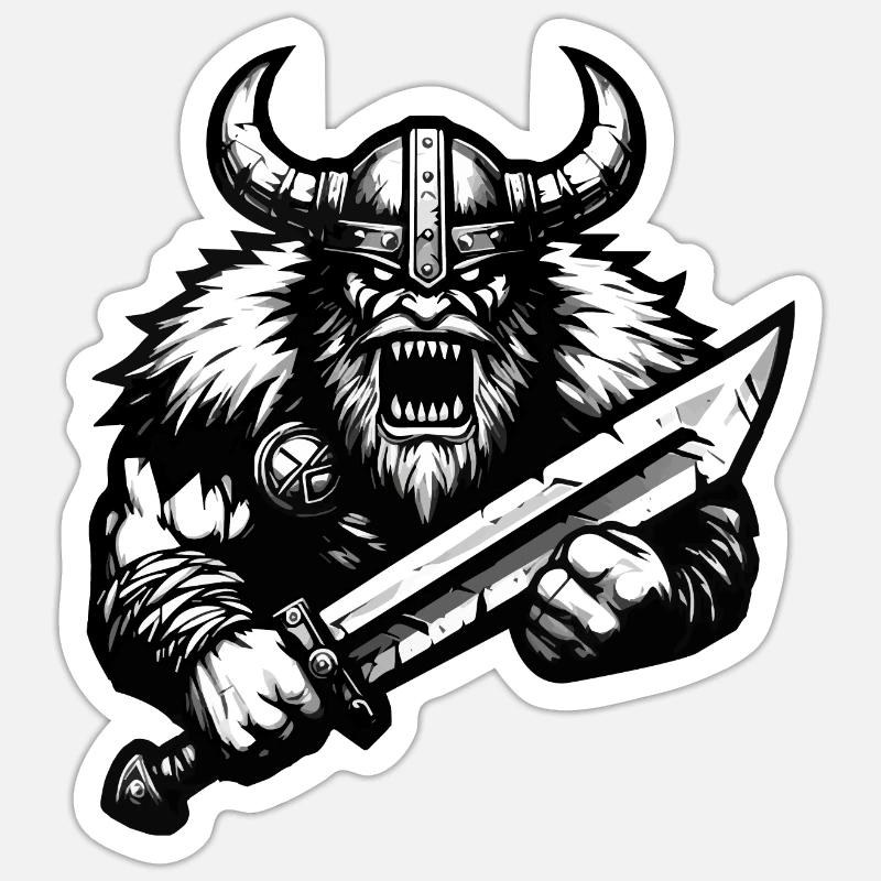 Powerful Viking Warrior Version 3 Sticker size S (10 x 10 cm)