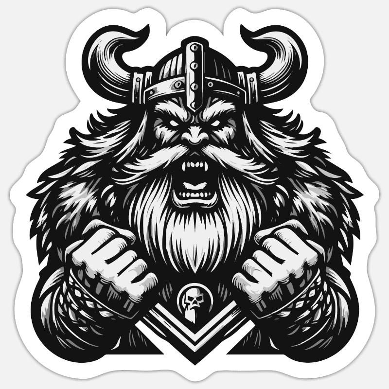 Mächtiger Wikingerkrieger Version 6 Sticker Größe S (10 x 10 cm)