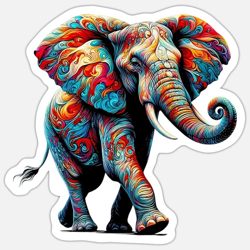 Elefant - Sticker Größe S (10 x 10 cm) - Mattweiß