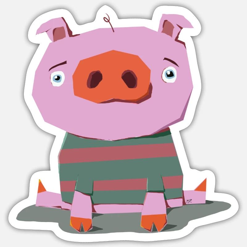 Bébé cochon - Sticker taille S (10 x 10 cm) - blanc mat