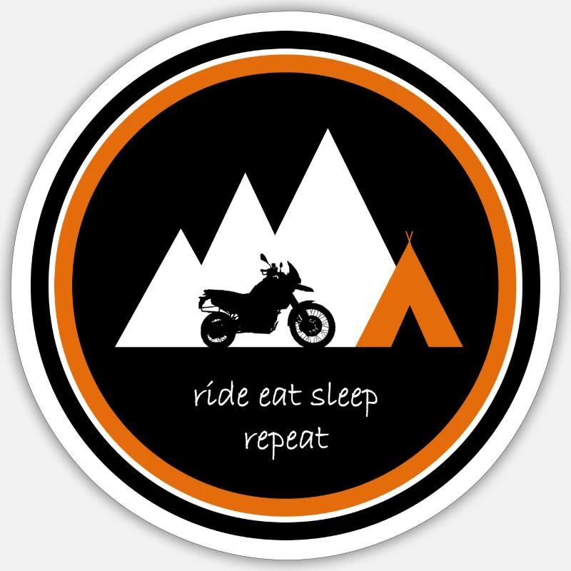ride eat sleep repeat - Explorer - Sticker Größe S (10 x 10 cm) - Mattweiß
