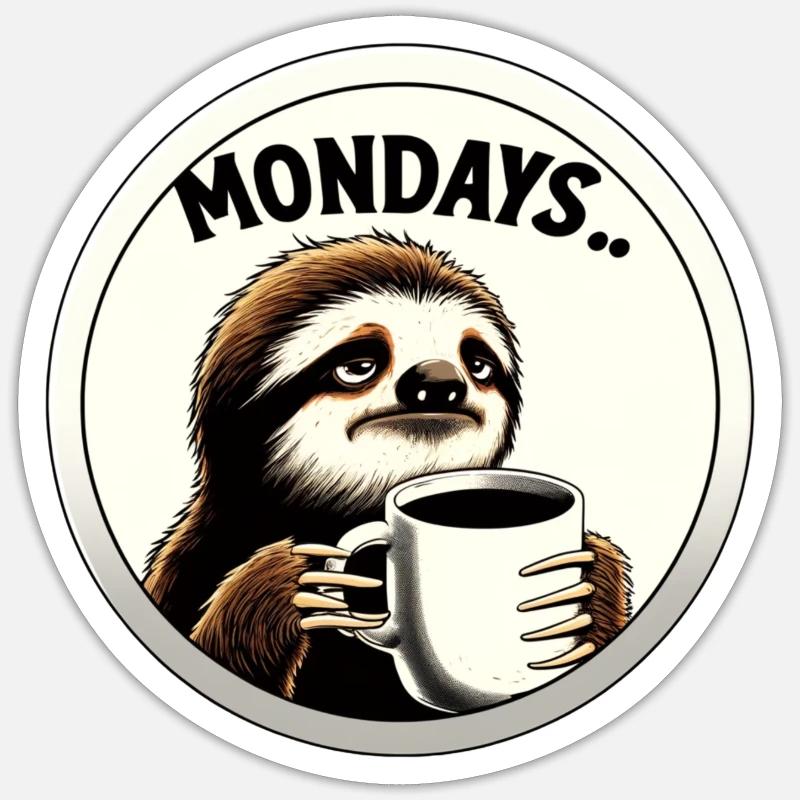 Le lundi - Sticker taille S (10 x 10 cm) - blanc mat