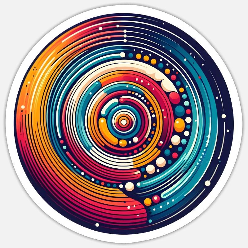 Planètes psychédéliques - Sticker taille S (10 x 10 cm) - blanc mat