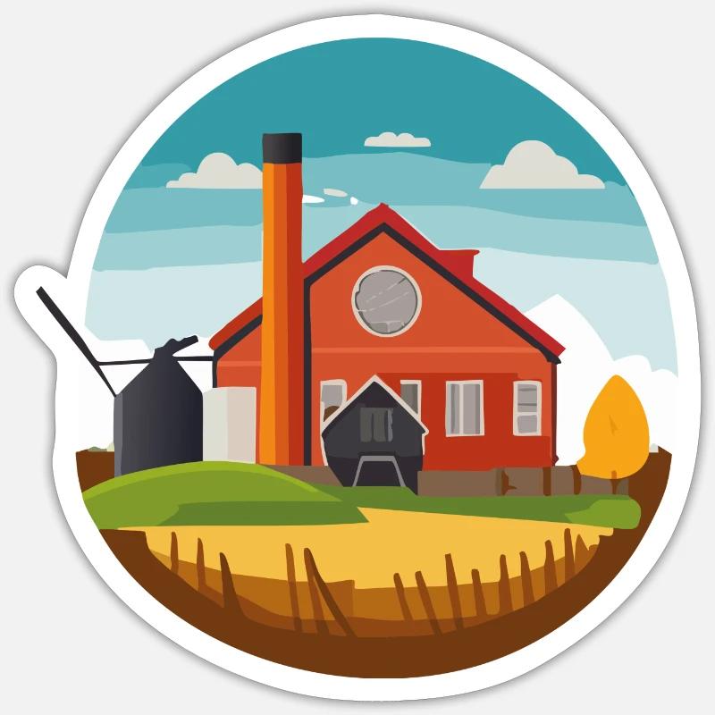 Bauernhof mit Silo Sticker Größe S (10 x 10 cm)