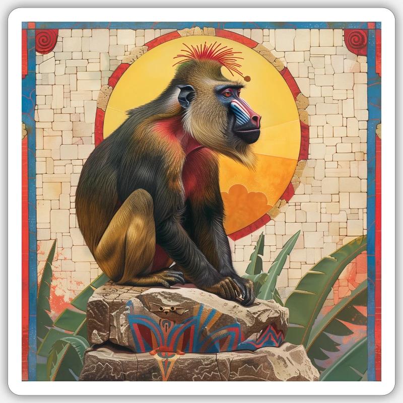 Aztec Mandrill - Sticker size S (10 x 10 cm) - white matte